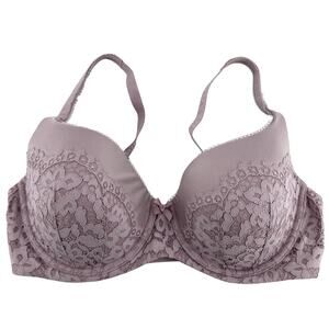 Victoria's Secret Lined Demi Bra Underwired Floral Lace Adjustable Purple 36DD